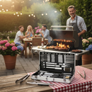 Set Valigetta Accessori per Barbecue Ompagrill in Alluminio da 32 Pezzi in Acciaio Inox