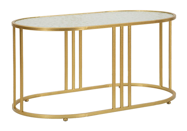 sconto Tavolo da Caffè Antalia 90x50x45 cm in Ferro e Vetro Oro