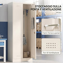 Armadio Porta Attrezzi 60x40x165 cm con Serratura Ante e Ripiani Regolabili Capacità 80 kg in Acciaio Crema      