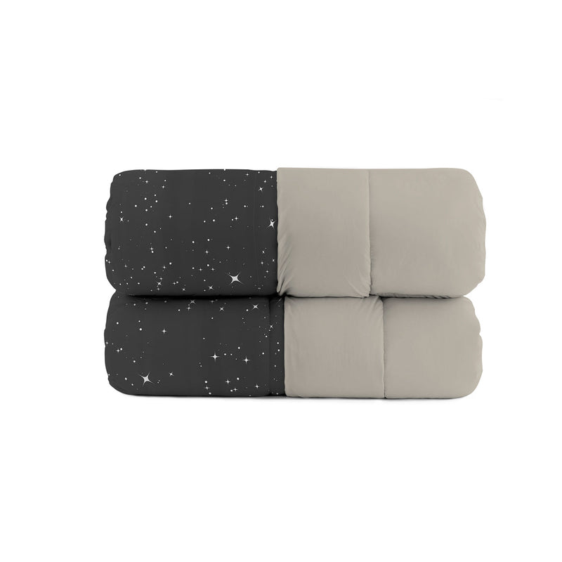 Trapunta Invernale Matrimoniale Stampata in Microfibra 200gr Double Face Stars Grigio      