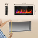 Camino Elettrico da Incasso o a Parete 91,4x9,4x47 cm con Temperatura Regolabile in Acciaio e Vetro Nero      