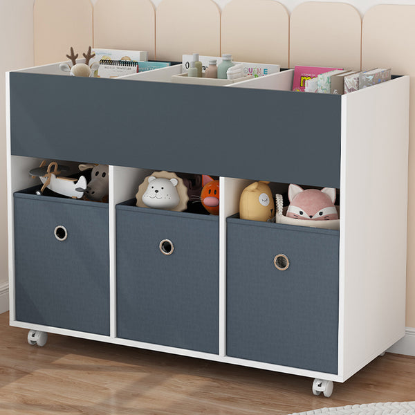 Scaffale Portagiochi per Bambini 3 Ceste in Tessuto e Libreria 80x30x 63 cm in MDF Bianco e Grigio acquista