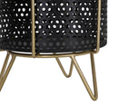 Porta Vasi Fashion Coppia Ø19,5x28-17x23 cm in Ferro Nero e Oro