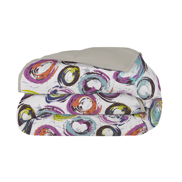 Couette Hiver Imprimée en Microfibre 300gr Double Face Cercles Abstraits Différentes Tailles prezzo