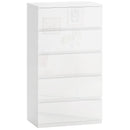 Cassettiera 5 Cassetti Antiribaltamento 55x33x100 cm Bianco Lucido  