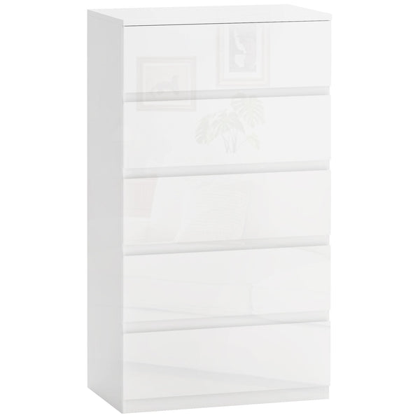 Cassettiera 5 Cassetti Antiribaltamento 55x33x100 cm Bianco Lucido online