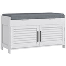 Panca Scarpiera con Vano Contenitore e Ripiani 90x36x50 cm in MDF e Simil Lino Grigio  