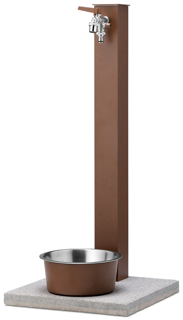 Fontana a Colonna Rubinetto Doppio in Ottone con Base e Vaschetta Abbeveratoio Belfer 42/REX-R Ruggine online