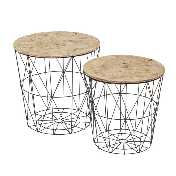 Set 2 Tavolini da Salotto Tavoli per Divano Colore Nero in Metallo e Legno prezzo