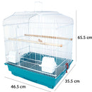 Gabbia Voliera per Uccelli 46,5x35,5x65,5 cm con 2 Mangiatoie in Ferro e Plastica Verde  