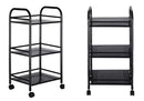 Carrello Portaoggetti da Cucina 40x35x75 cm 3 Livelli con Ruote Nero