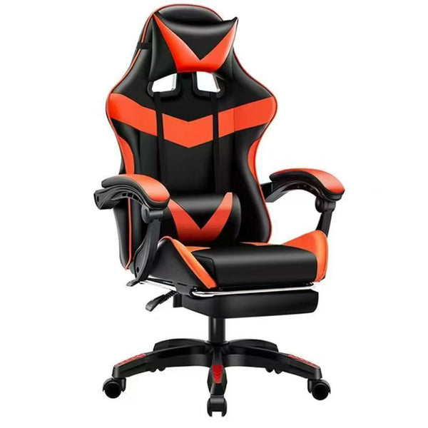 Sedia da Gaming Ergonomica con Poggiapiedi e Cuscini in PVC Rosso e Nero acquista