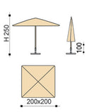 Ombrellone da Giardino 2x2 m Palo Ø38 mm in Alluminio Tessuto Dralon Acrilico Border Ecru