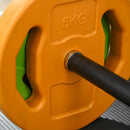 Set Bilanciere e Dischi da 20Kg Totali  6 Pesi 2 Clip di Fissaggio e Presa Antiscivolo in Metallo e PU Multicolore   