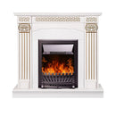 Camino Elettrico da Pavimento 102x110x30 cm Effetto Fiamma 2000W Calisto & Pluton Bianco