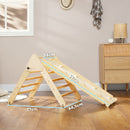 Gioco da Arrampicata per Bambini 147x64,5x63 cm con Triangolo e Pannello Scivolo ed Arrampicata in Legno di Pino Color Legno      