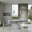 Tavolo Allungabile 160-420x90x77 cm Volantis Cemento Telaio Bianco 