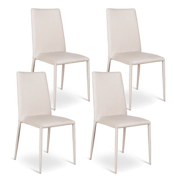 online Lot de 4 chaises 40x42xH96 cm en simili cuir gris clair Cleo