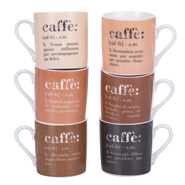sconto Set de 6 tasses à café Ø6x6 cm en New Bone China VdE Tivoli 1996 Chocolat