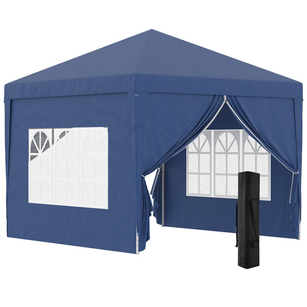 Gazebo Pieghevole da Giardino 2,95x2,95x2,58m in Acciaio e Tessuto Oxford Blu prezzo