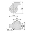 Kit 4 Ruote Slip per Carrello Ø5 cm con Piastra in Acciaio Emuca Neri