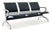 Banc de Bureau pour Salle d'Attente 3 Places avec Coussin en Acier et Simili Cuir Argenté/Noir