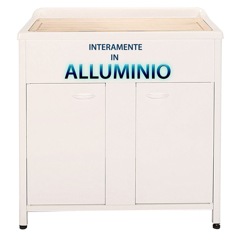 Mobile Lavatoio da Esterno in Polipropilene e Alluminio 75x60x83 cm con Vasca Singola Bianco 