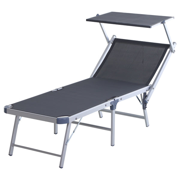 Bain de Soleil de Jardin Pliable en Aluminium et Textilène Gris acquista