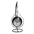 Orologio da Tavolo Pendolo 11x14xh25 cm in Metallo Nero
