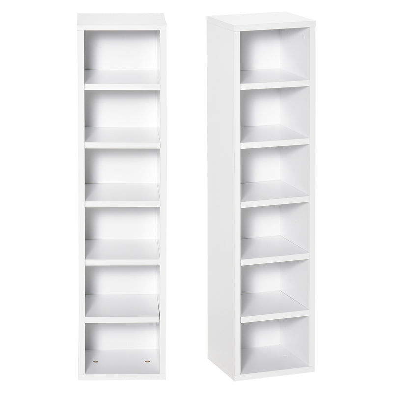 Set 2 Pezzi Mobile Libreria Porta CD 21x19.2x88,3 cm in Legno Bianco  