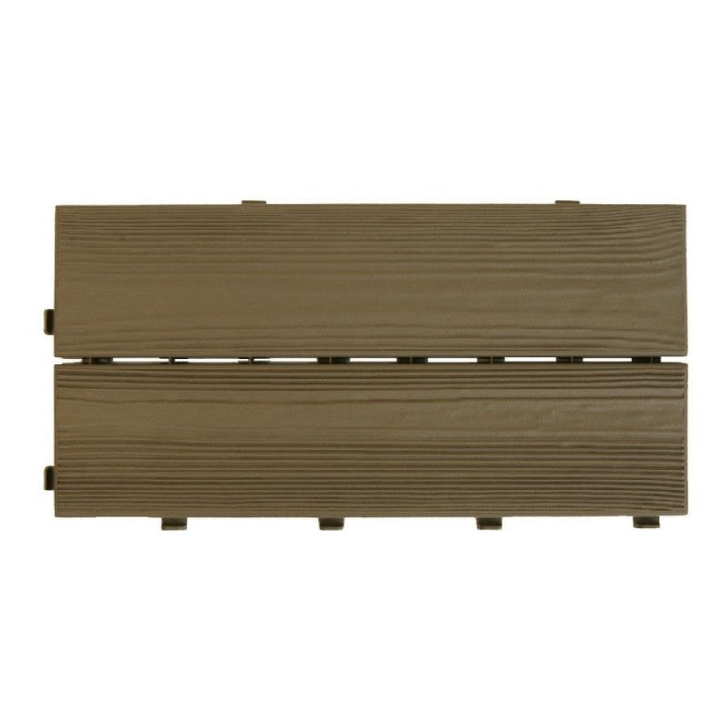 Set 14 Piastrelle Autobloccanti in Plastica Effetto Legno 37,7 x 18,6 cm da Interno o Esterno 