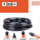 Tubo Pompa dell'Acqua da Giardino 20 Metri Ø13 con 5 Raccordi Max 6 Bar in PVC Black & Decker