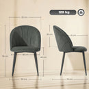 Set 2 Sedie da Pranzo 52x55x79 cm Imbottite con Schienale a Conchiglia in Velluto Grigio      