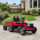 Trattore Elettrico per Bambini 3-8 Anni con Rimorchio Staccabile Telecomando Musica Luci Rosso      