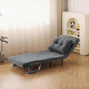 Poltrona Letto Reclinabile Chaise Lounge con Seduta Imbottita Convertibile in Velluto a Coste Grigio