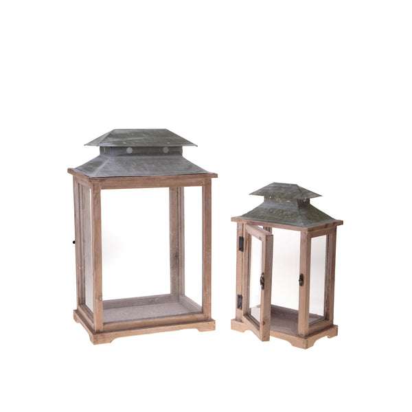 acquista Lot de 2 lanternes en bois H 47 cm