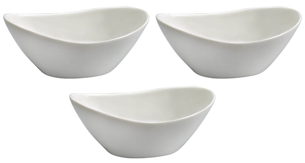 online Set 3 Saladiers 20x15,5x8 cm en Porcelaine Allluminique Kaleidos Aluxina Blanche