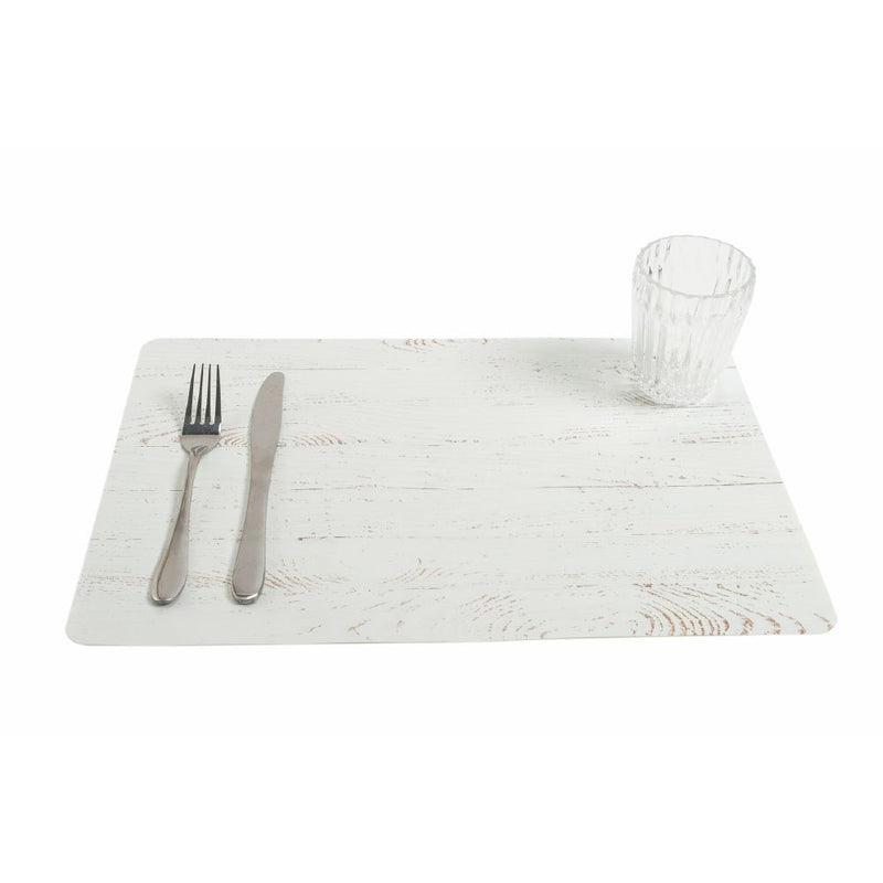Set 6 Tovagliette Double Face 45x30x0,5 cm  in Plastica VdE Tivoli 1996 Wood Bianco