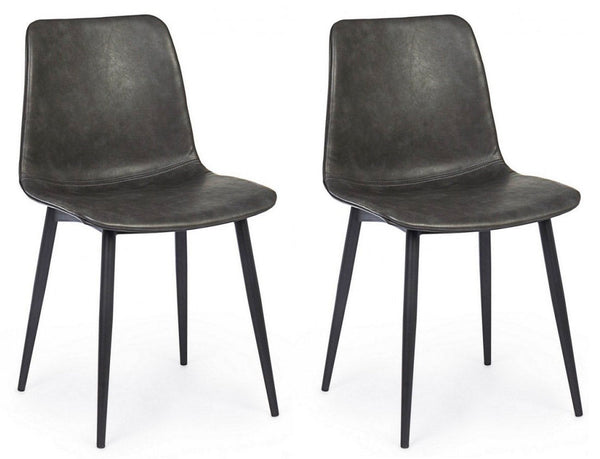 sconto Lot de 2 chaises 44x50x80h cm Kyra Pu Anthracite Vintage