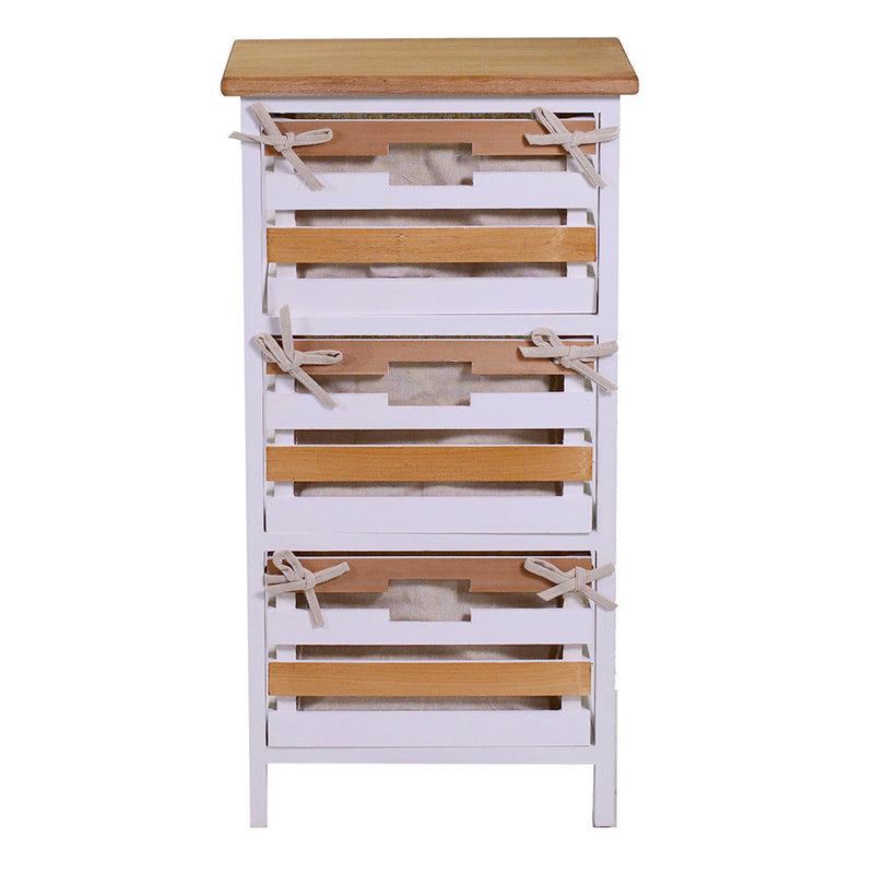 Cassettiera 3 Cassetti in Legno 35x27x66cm Matilda Noce Chiaro e Bianca