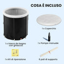 Vasca di Ghiaccio Ø78x71 cm Capienza da 280L per Sportivi con Copertura e Pompa Isolamento a 3 Strati Nero      