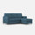 Canapé 3 places avec pouf 198x155x85 cm Karay en tissu Avio