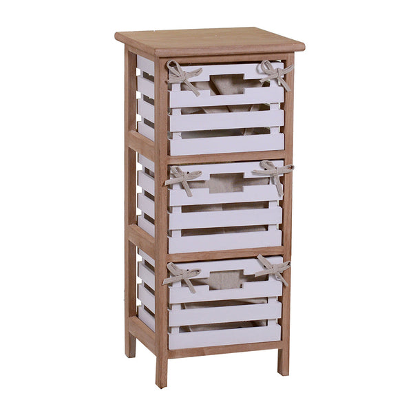 Commode 3 tiroirs en bois 30x27x66cm Arianna Naturel et Blanc sconto
