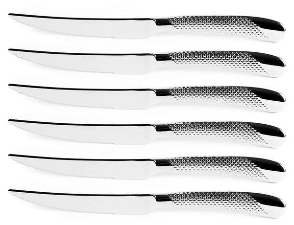 prezzo Set de 6 Couteaux à Steak Lame Dentelée en Inox Géométrique