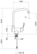 Rubinetto Cucina Miscelatore Monocomando Apell APG1111CR Sottofinestra Cromato