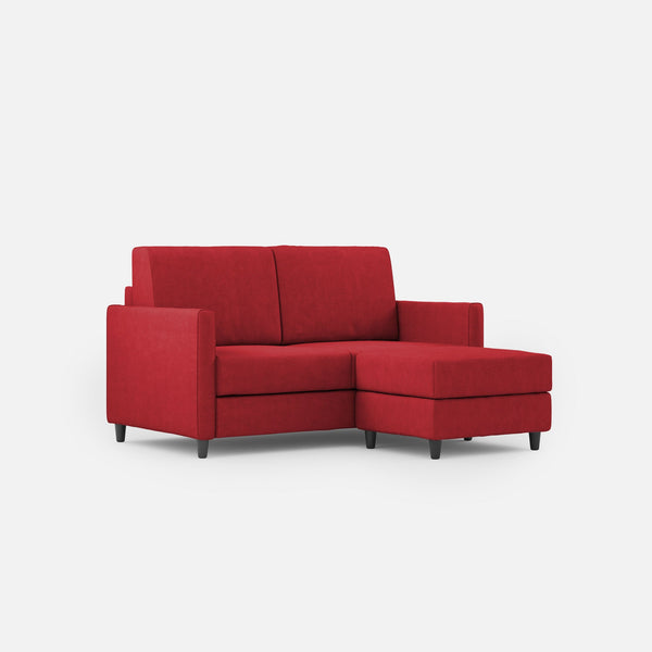 online Canapé 2 places avec pouf 138x155x85 cm Karay en tissu rouge