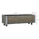 Fioriera Rettangolare 96x30,6x30 cm con Ruote e Freno in Legno di Abete Grigio  