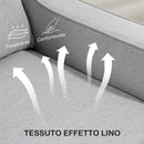 Divano 2 Posti 136x77x86 cm Salvaspazio in Tessuto Effetto Lino Grigio Chiaro   