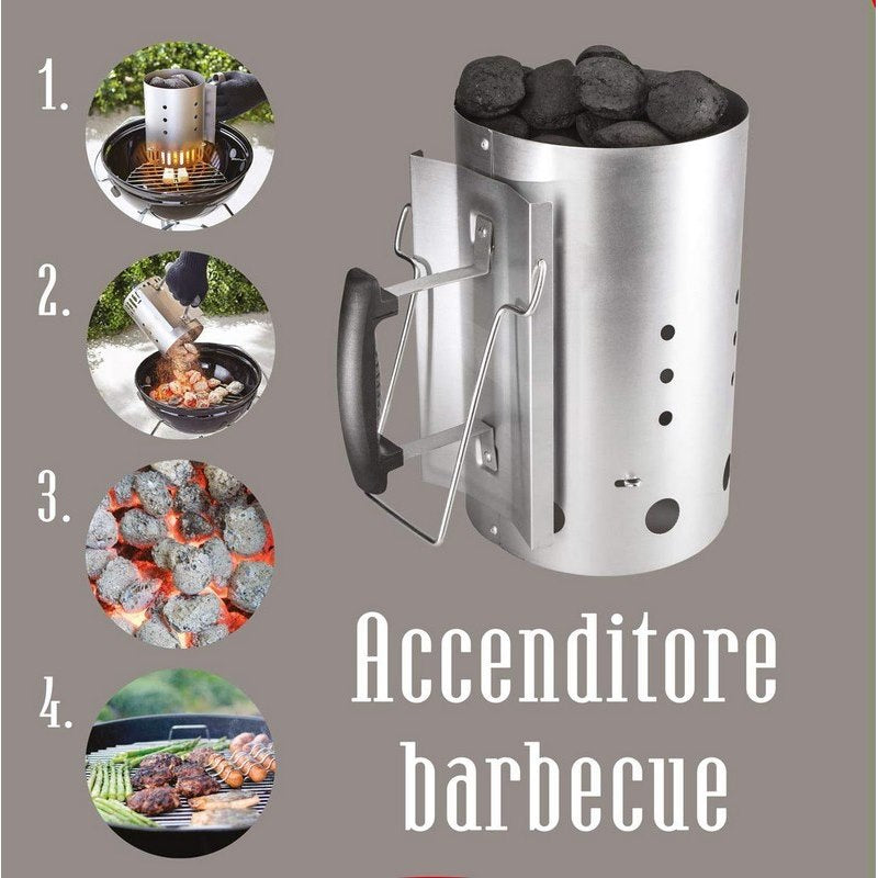 Accenditore Carbone Carbonella per Barbecue in Acciaio Master Cook 
