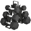 Set 6 Manubri Palestra con Supporto e Impugnatura Antiscivolo 2-5-8 kg in Metallo Nero      